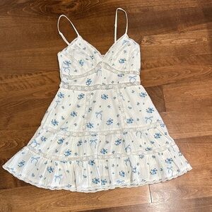 LoveShackFancy Solbina Cotton Rose Bow Mini Dress